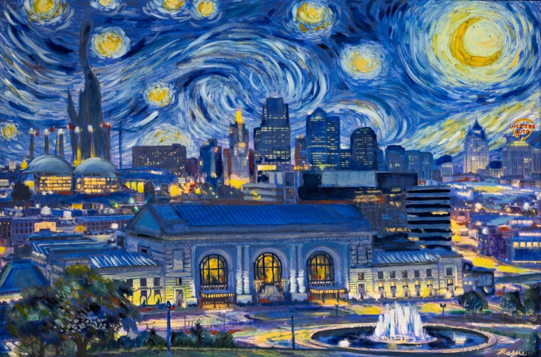 Kansas City Union Station Starry Night, artwork by Rayne Ethetton