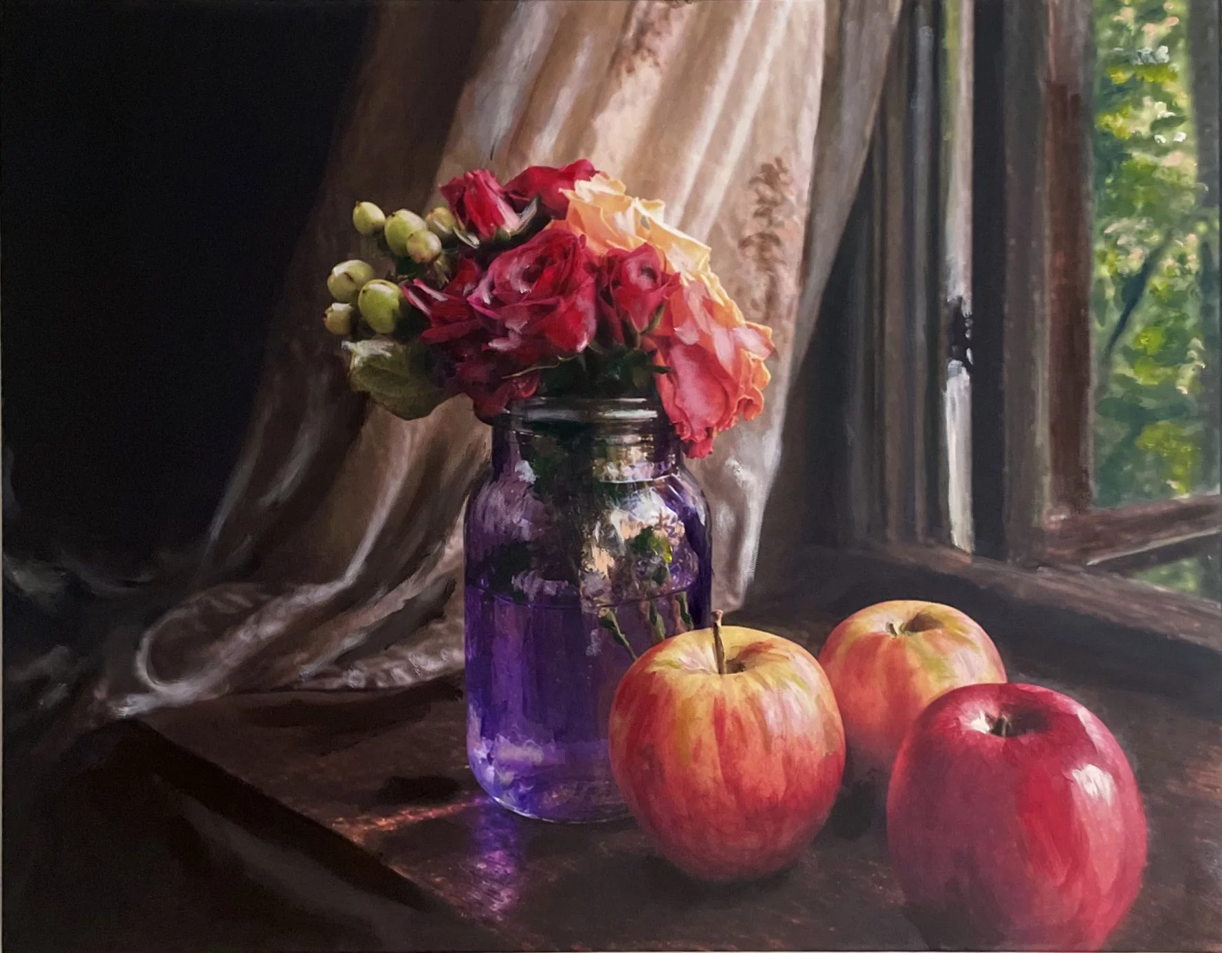 Still Life with Flowers and Apples, artwork by Rayne Ethetton